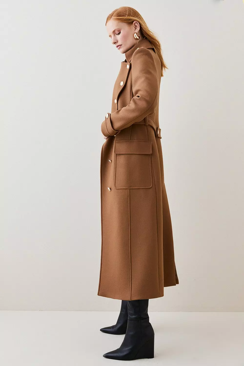 Italian Wool Cashmere Military Maxi Coat Karen Millen